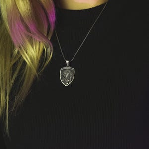 Saint Barbara Pray For Us Handmade Sterling Silver Men Charm Necklace, Great Martyr Barbara Jewelry, St Barbara Pendant, Christian Mens Gift