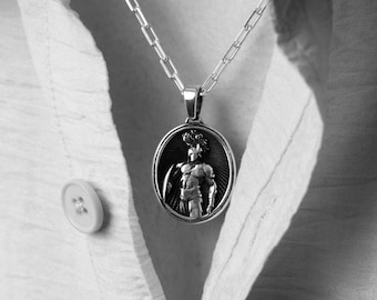 Greek God of War Ares Men's Necklace in Sterling Silver, Handmade Luxury Gift Pendant Jewelry for Boyfriend