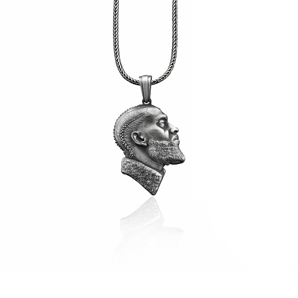 Nipsey Hussle Handmade Sterling Silver Men Charm Necklace Hip Hop