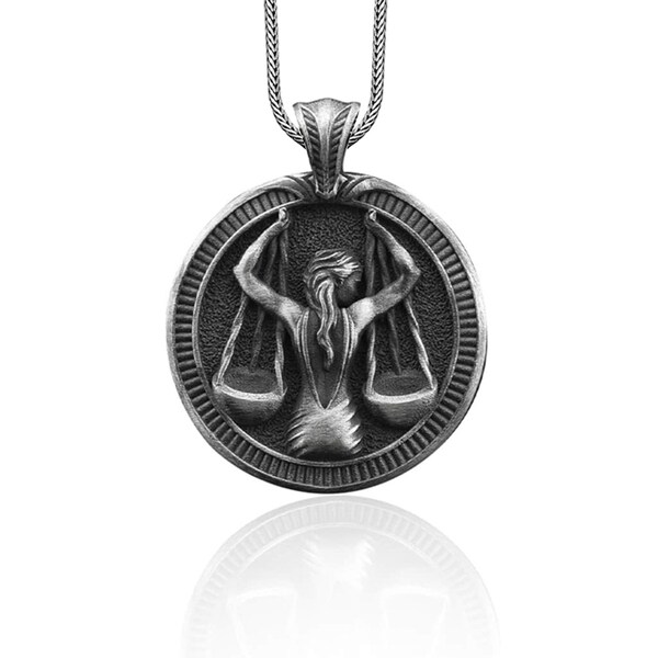 Waage Handgemachte Sterling Silber Männer Anhänger Halskette, Waage Sternzeichen Männer Schmuck, Astrologie Anhänger, Horoskop Halskette, Waage Geburtstagsgeschenk