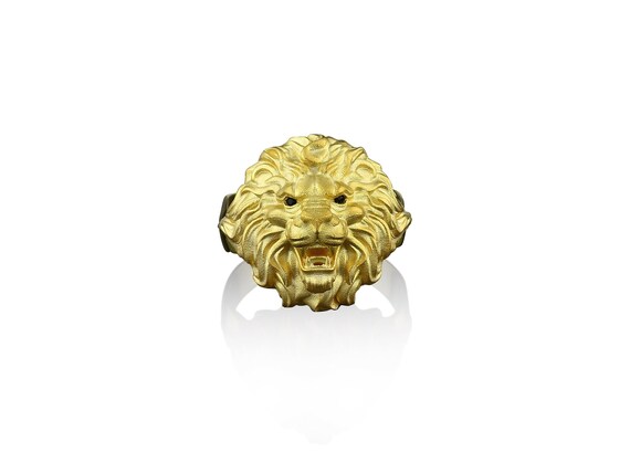 Anillo de oro de los hombres del león enojado 18K león cabeza - Etsy México