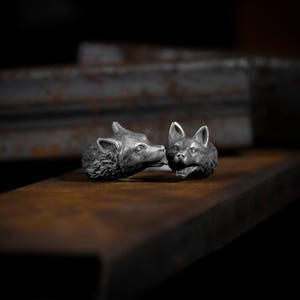 Twin wolf sterling silver band ring for men, Wolf family good wedding ring gift for mens, Animal lover jewelry, Silver gift ring for mom dad