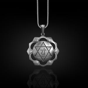 Chakra Anahata Necklace in Sterling Silver, Spiritual Pendant for Him Her, Yoga Jewelry, Meditation Necklace, Silver Heart Chakra Necklace
