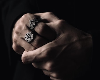 Cross Knights Templar Seal Handmade Sterling Silver Signet Ring, Cross Christian Signet Ring, Cross Christian Knights Templar Seal Jewelry