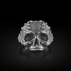 Gothic Biker Skull Herren Ring aus Sterlingsilber, Gothic Skull Ring, Biker Schädel Schmuck, Death Skull Ring, Crown Skull Ring, Geschenk für Herren
