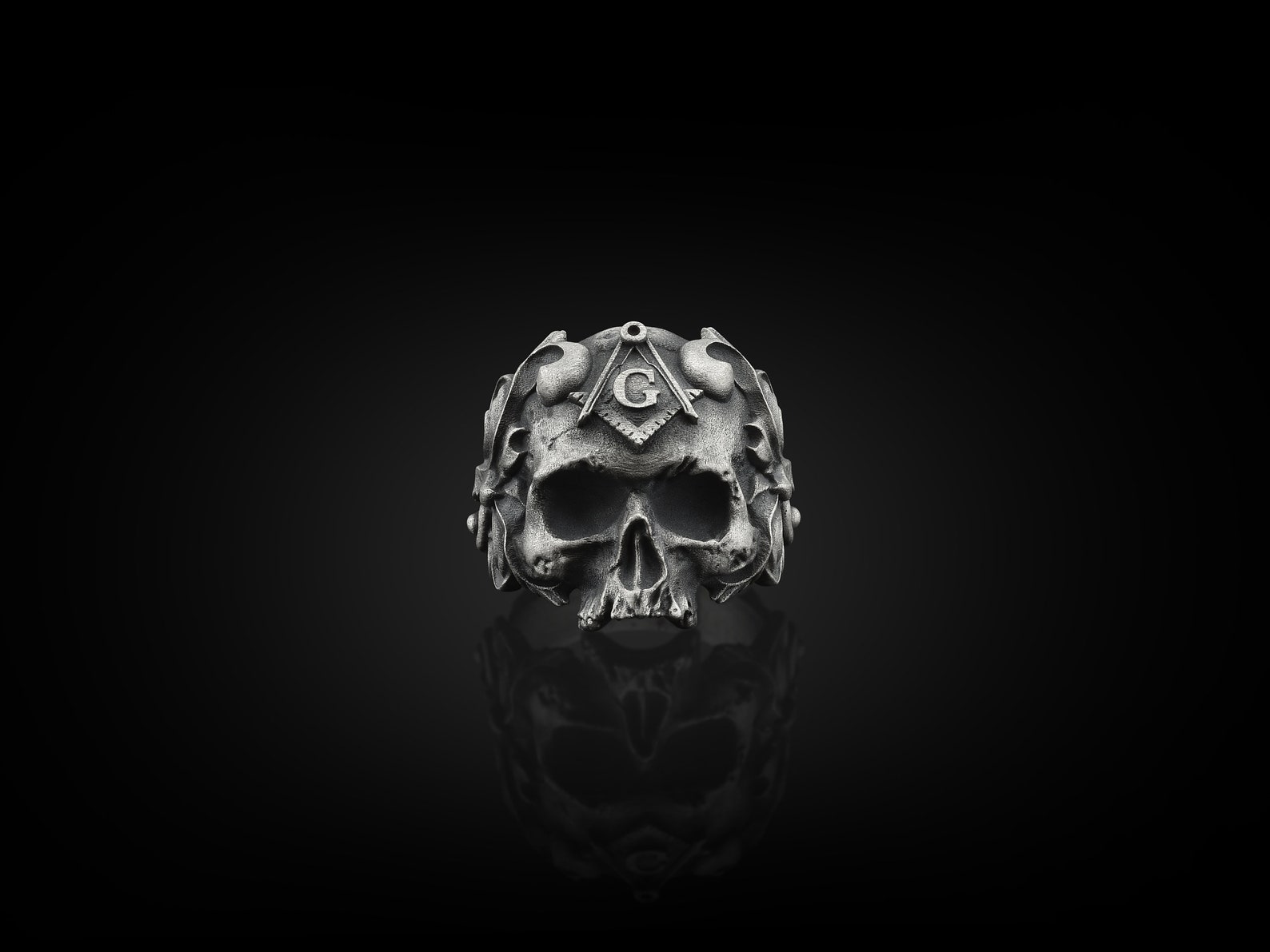 Mason Symbol on Skull With Crown Handmade Sterling Silver Men - Etsy