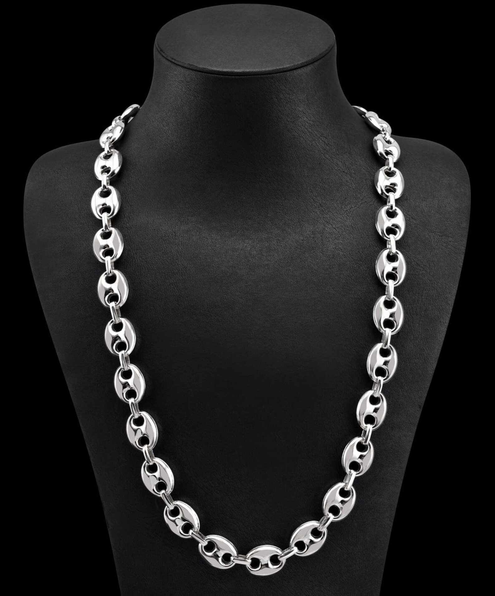 Marina Chain Necklace Mariner Mens Chain Puffed Silver Etsy