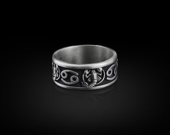 Sterlingzilveren sterrenbeeld Schorpioenring, 925 zilveren schorpioenring, trouwring heren, hemelse sieraden, sterrenbeeldring, verjaardagscadeau