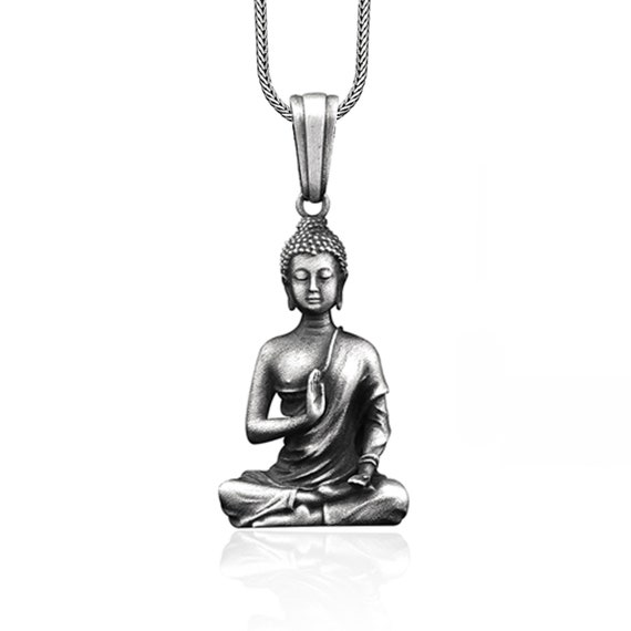 Sterling Silver Buddha Men s Necklace Mens Gift Buddha Pendant