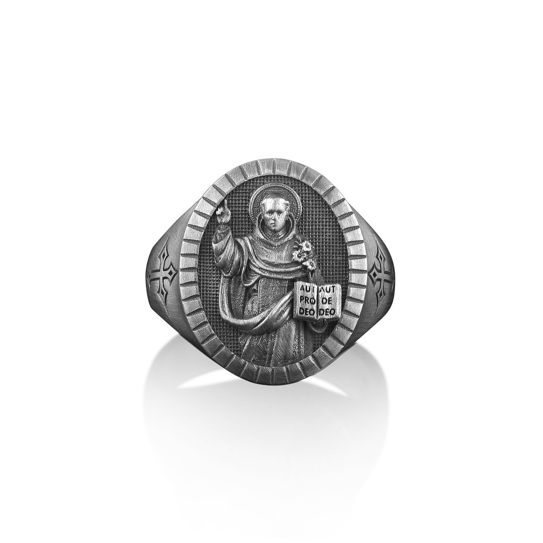 Handmade Saint Dominic Ring Ring for Men's in Sterling Silver