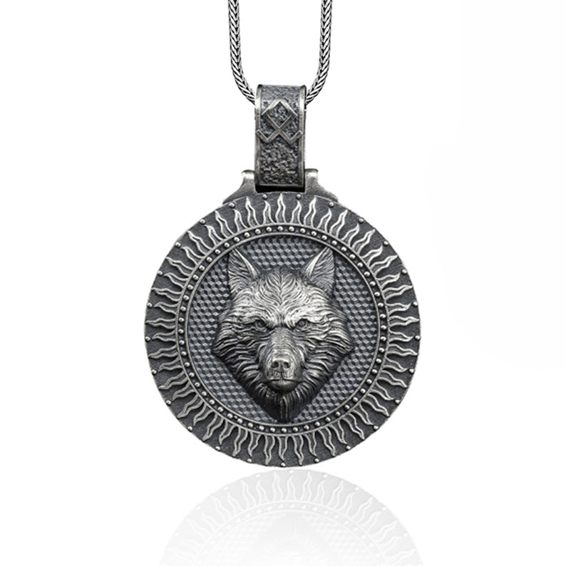 Mens Wolf Head Pendant, Silver Wolf Paw Pendant, Silver Scandinavian Jewelry, Viking Wolf Pendant, Wolf Paw Men Necklace, Oxidized Men Gİft image 1