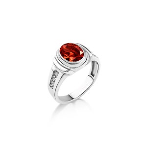 Cocktal silver mens ring with red ruby stone ring, Everyday use mens ring with oval ruby, 925 sterling silver gemstone mens gift ring