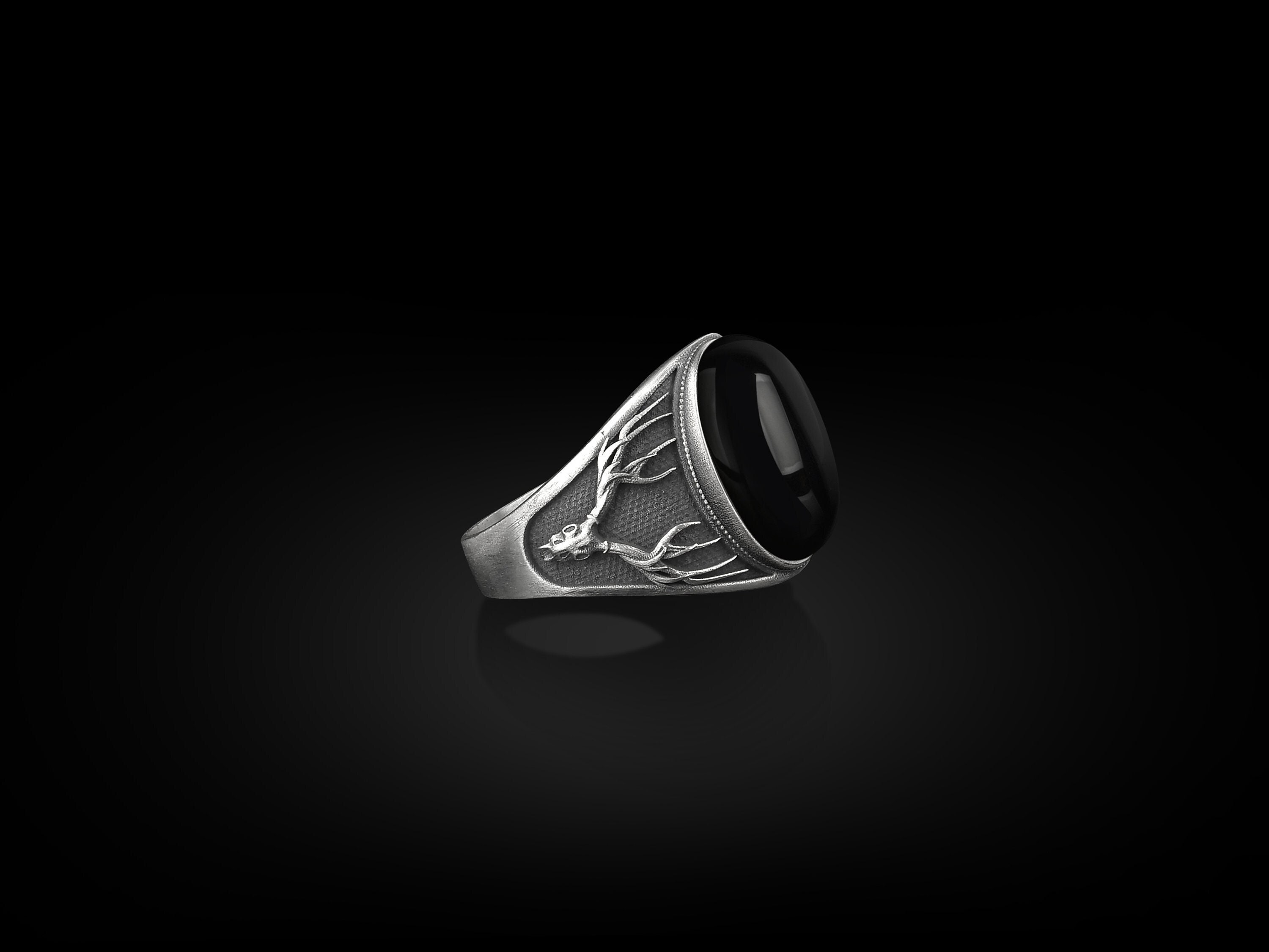 Signet Mens Ring Onyx Stone Silver Ring Onyx  Stone Handmade Ring Husband Silver Gift Ring Gift Silver Men Ring