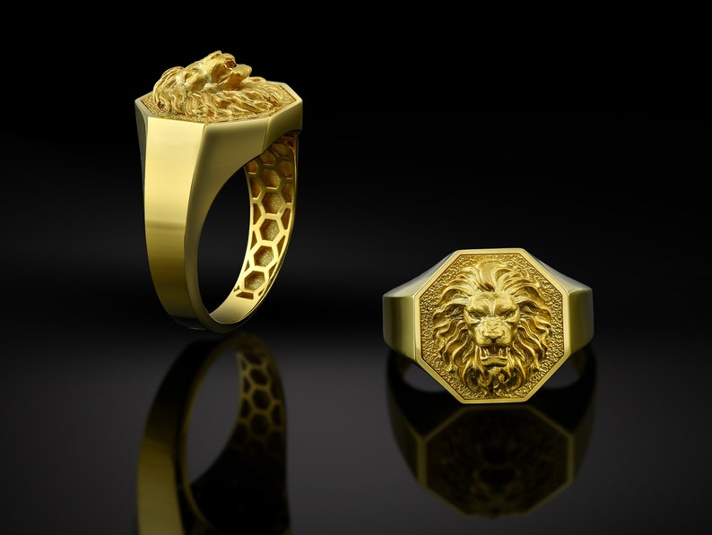 Buy 10K Gold Lion Mens Ring Lion Rings 18K Gold Lion Head Online
