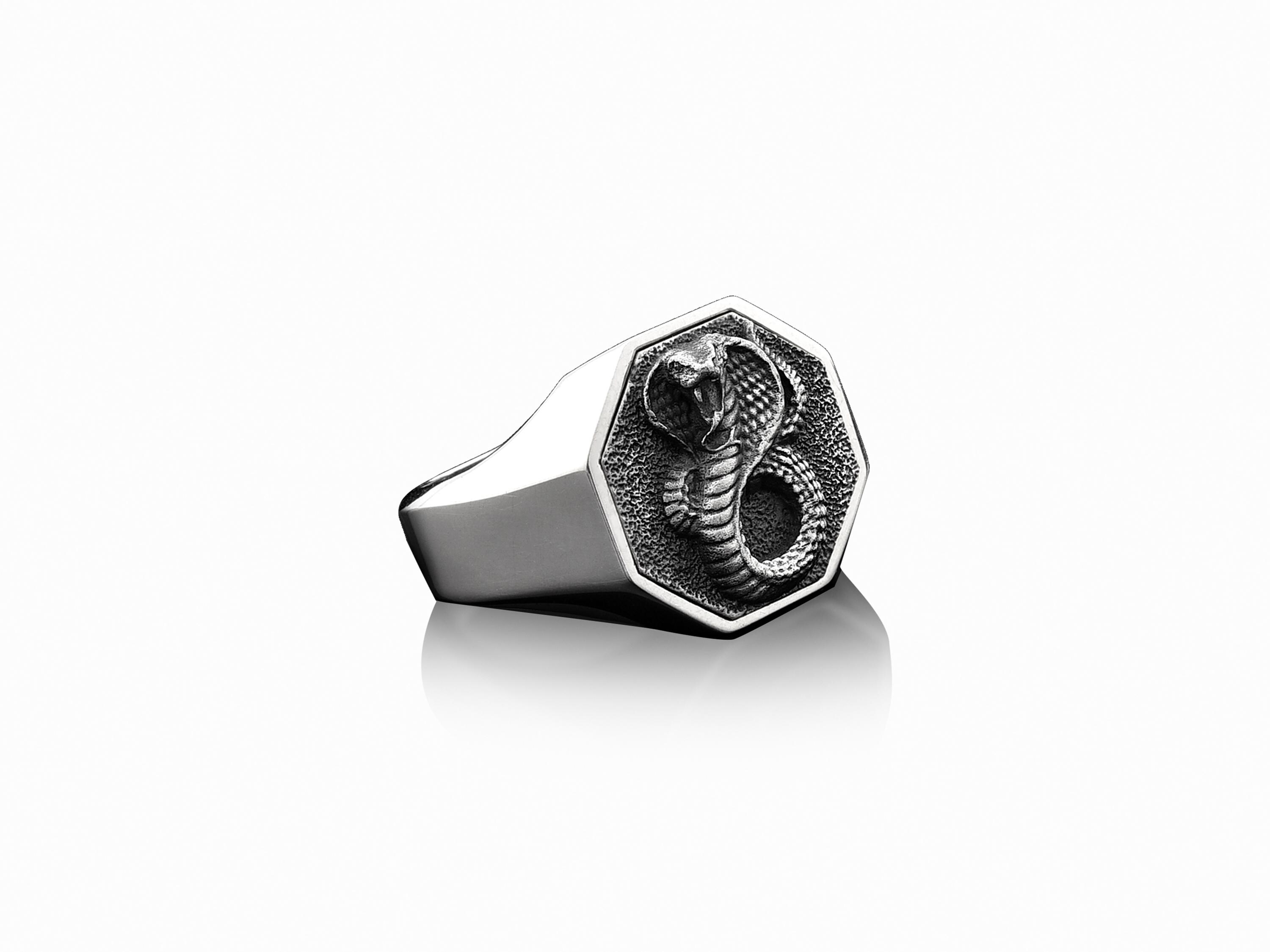 BySilverStone Snake Sterling Silver Men's Ring - Handmade Serpent Design, Oxidized Finish, No Gem - View #5