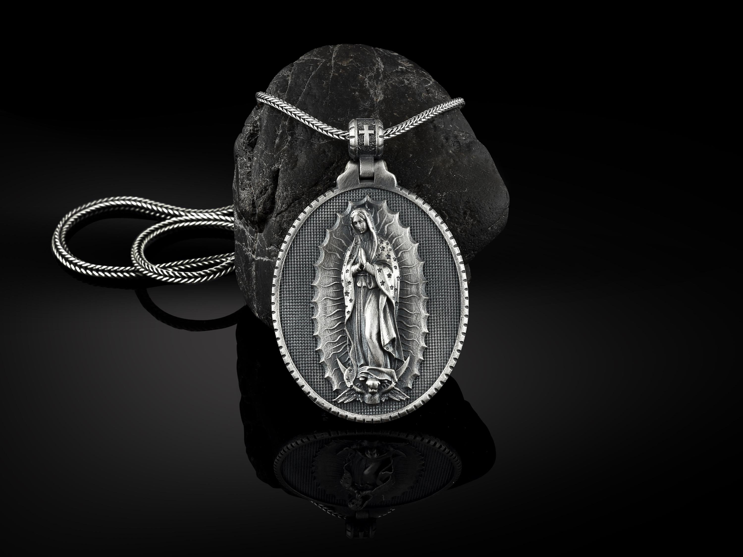 Sterling Silver Our Lady Of Guadalupe Pendant Necklace - Blessed Mother Mary Religious Jewelry - View #7