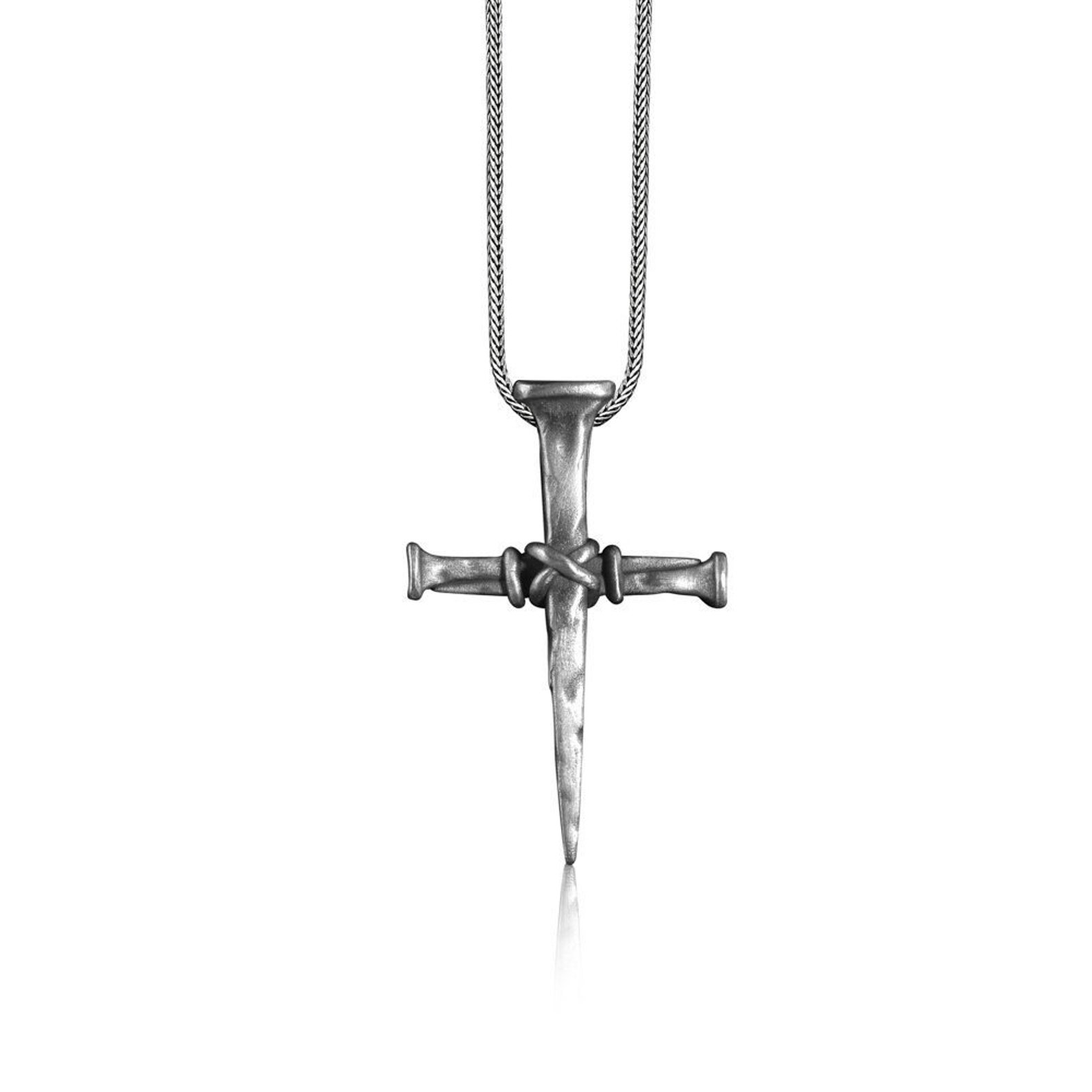 Nail Cross Necklace for Men Stainless Steel Chain 24inch 3 Nails Jesus Cross Pendant