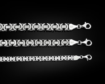 Platte Byzantijnse zilveren herenketting, sterlingzilveren Byzantijnse euroketting, heren grote eurokoningketting, herencadeauketting