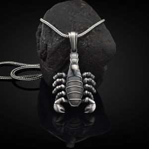 Scorpion  Sterling Silver Charm Necklace for Men, Scorpio Zodiac Sign Jewelry, Scorpion Pendant, Animal Men Necklace, Scorpio Birthday Gift