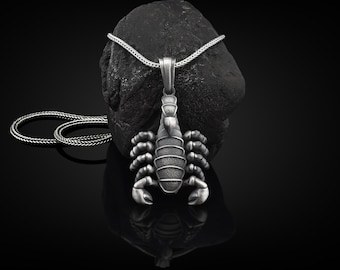 Schorpioen sterlingzilveren bedelketting voor mannen, Schorpioen sterrenbeeld sieraden, schorpioen hanger, dierlijke mannen ketting, Schorpioen verjaardagscadeau