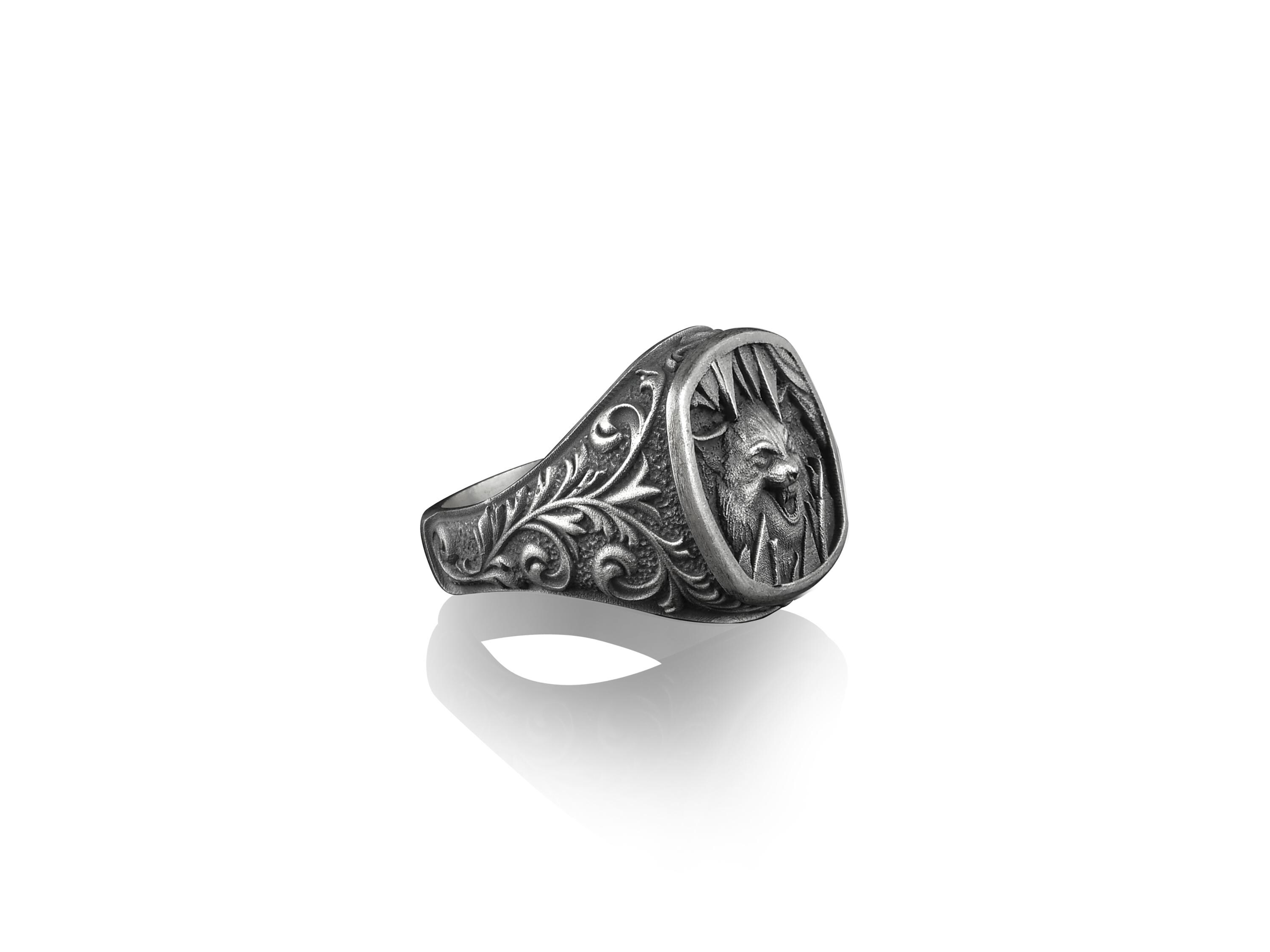 BySilverStone Wild Wolf Signet Ring - Sterling Silver Chunky Ring For Men & Women - View #5