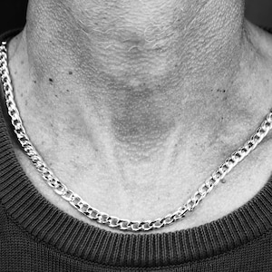 0.5mm sterling silver Miami Cuban link chain for men, Fine silver necklace, Delicate yet bold jewelry gift, Classic men&#39;s chain accessory
