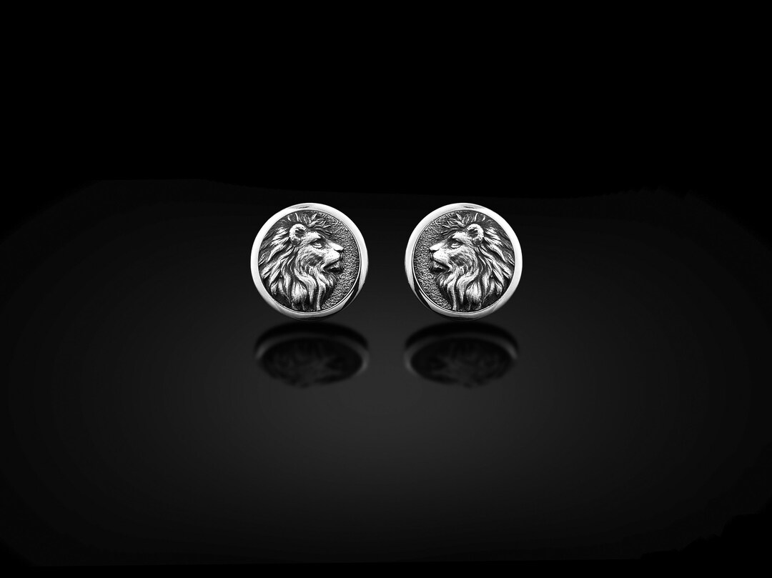 Lion Mens Cufflinks Sterling Silver African Lion Cufflinks Etsy