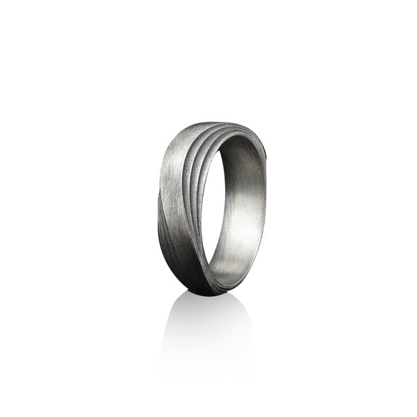 Elegante handgemachte Sterling Silber Herren Bandring, stilvolle Männer Ehering, Silber modische Männer Ehering, Ornament Ring, Statement Ring