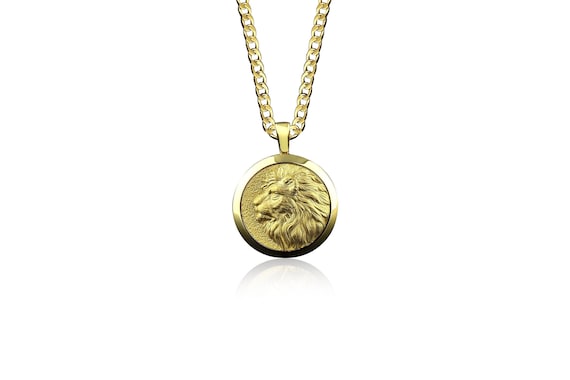 Personalized 14K Gold Lion Mens Necklace 18K Lion Gold - Etsy