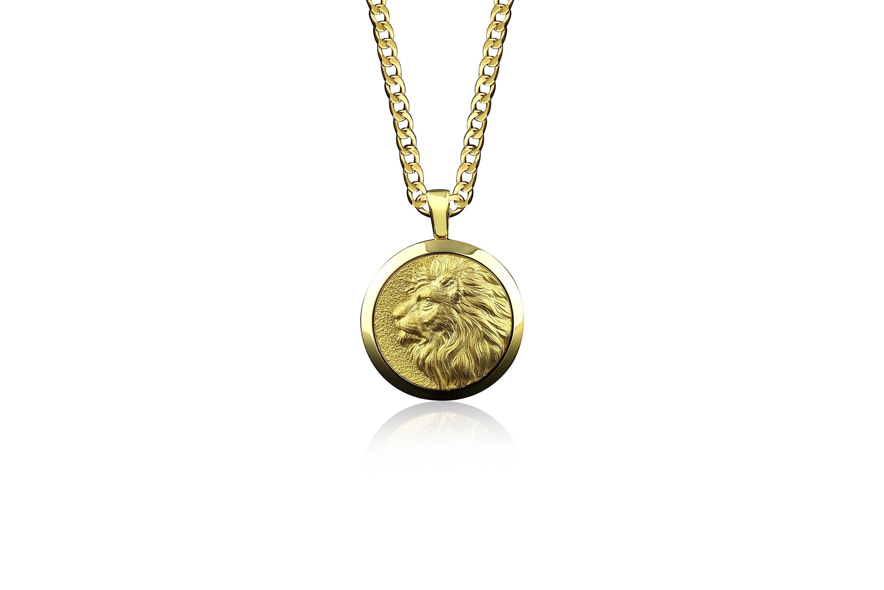 Personalized 14K Gold Lion Mens 