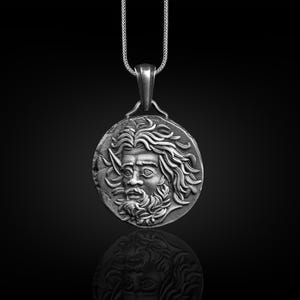 Panticapaeum Greek Coin Necklace For Mythology Lover, Antique Coin Pendant For Men, Ancient Coin Necklace in Silver, Historical Jewelry