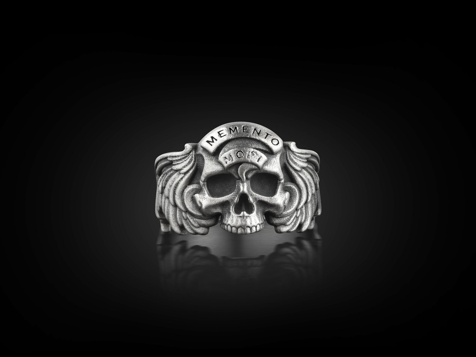 Memento Mori Mens Skull Ring in Silver One of A Kind Gothic - Etsy