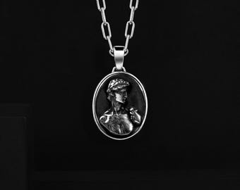 Art of Soul David Engraved Necklace in Sterling Silver for Men, Personalized Engraved Luxury Art Jewelry