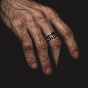 The Great Wave of Kanagawa Ring, 925 Sterling Silver Mens Wedding Ring, Japanese Art, Men Wedding Jewelry, Engagement Ring, Best Man Gift
