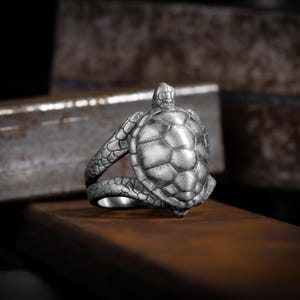 Unique Turtle Ring in Sterling Silver for Men or Women, Sea Turtle Man ...
