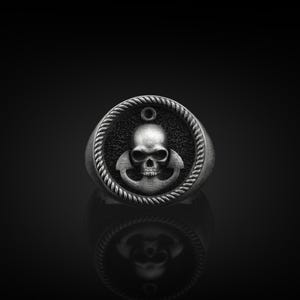 Skull Handmade Sterling Silver Men Signet Ring, Skull Gothic Signet Ring, Skull Punk Signet Ring, Skull Silver Men Jewelry, Ring For Men&#39;s