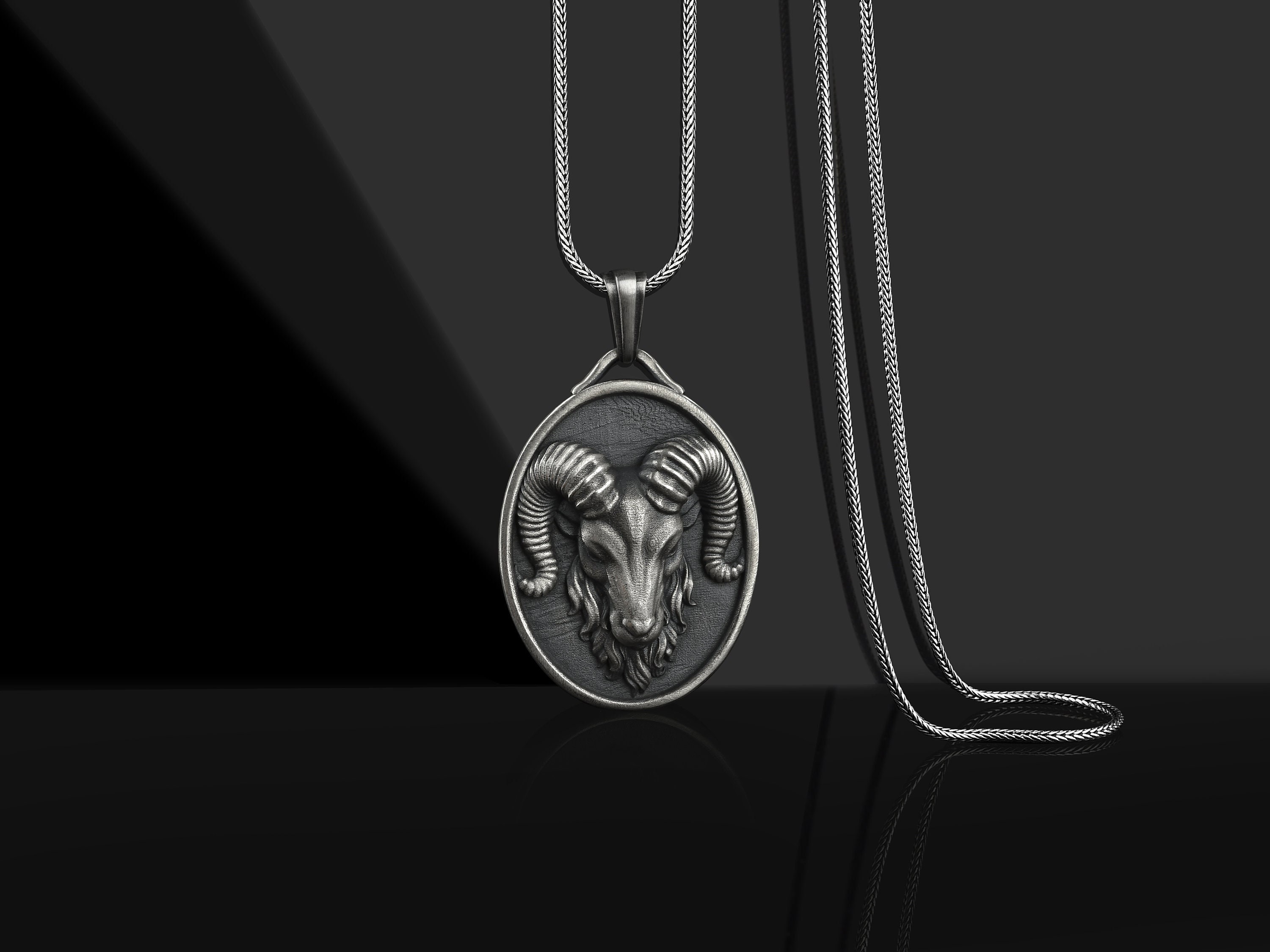 Handmade Aries Silver Men Necklace 