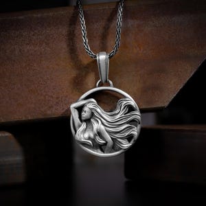 Virgo zodiac astrology pendant necklace in silver for men, Engraved virgo horoscope necklace for mom and dad, Virgo gifts, Mothers day gift
