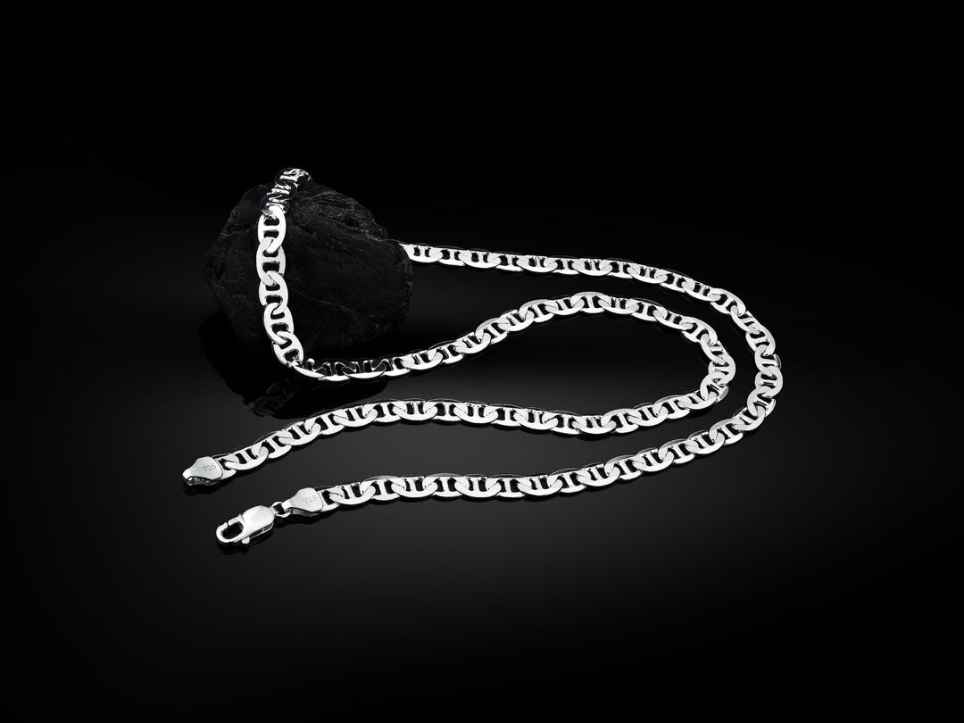925 Sterling Silver Mariner Chain Necklace for Men, Bold