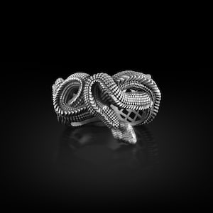 Twisted Snake Ring, Ouroboros Snake Sterling Silver Mens Ring, Snake Rings for Him, Unique Serpent Jewelry for Men, Boho Gift for Her