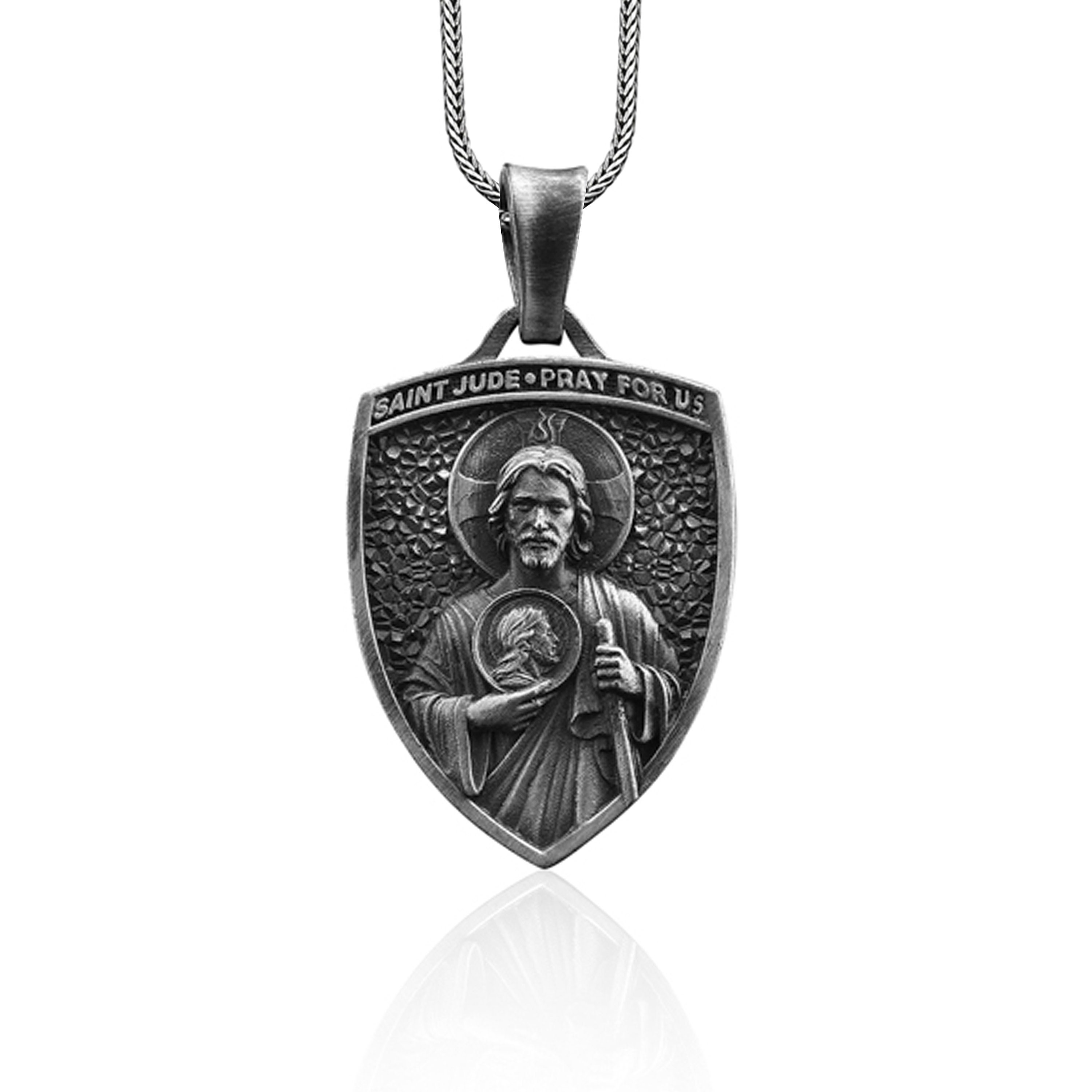 Saint Jude Pendant Chain Necklace, Pray for Us Pendant, Mens Chains, Circle  Necklaces, God Chain Pendants, Gifts for Men, Womens Necklaces 