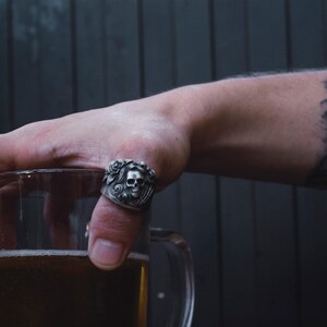Skull with Hand Skeleton Handmade Sterling Silver Ring, Skull Gothic Ring, Skull Punk Ring, Skull Jewelry, Best Friend Ring, Ring for men