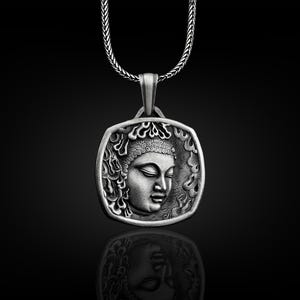 Buddha 925 Silver Personalized Necklace, Sterling Silver Spiritual Necklace, Engraved Necklace, Customizable Necklace, Gift For Girlfriend