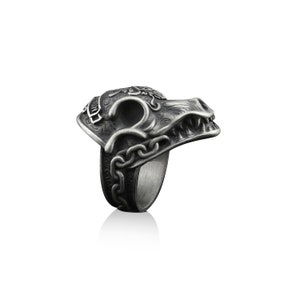 Morior Invictus Handmade Sterling Silver Men Ring, Silver Skull Biker Ring, Morior Invictus Silver Jewelry, Skull Gothic Ring, Ring for Men