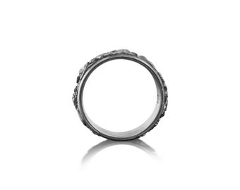 Alliance japonaise avec kanji de fleurs de lotus pour homme, bijoux  japonais en argent sterling, kanji de fleurs de lotus pour homme, bague  pour homme