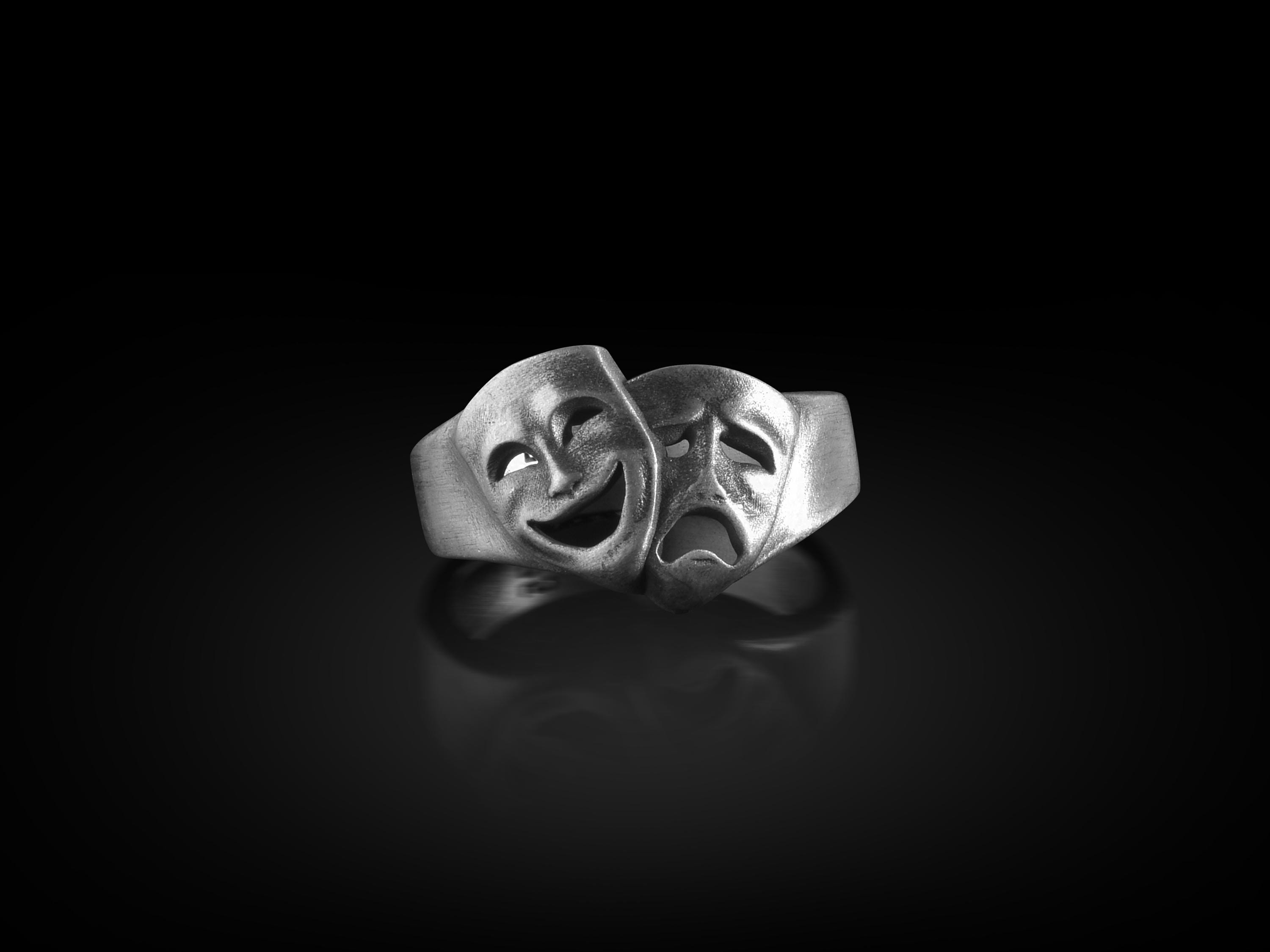 Theater Comedy and Tragedy Masks Ring, Theater Mask Silver Ring, Duel Faced Theater Mask Ring for Men, Comedy Mask Ring, Artist Mask Ring