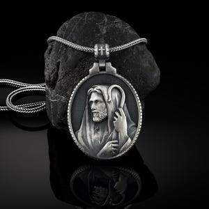 Ciondolo da uomo pastore Gesù in argento, medaglione di Gesù, collana di Gesù Salvatore, collana cristiana di Gesù, ciondolo da uomo in argento di Gesù, regalo religioso