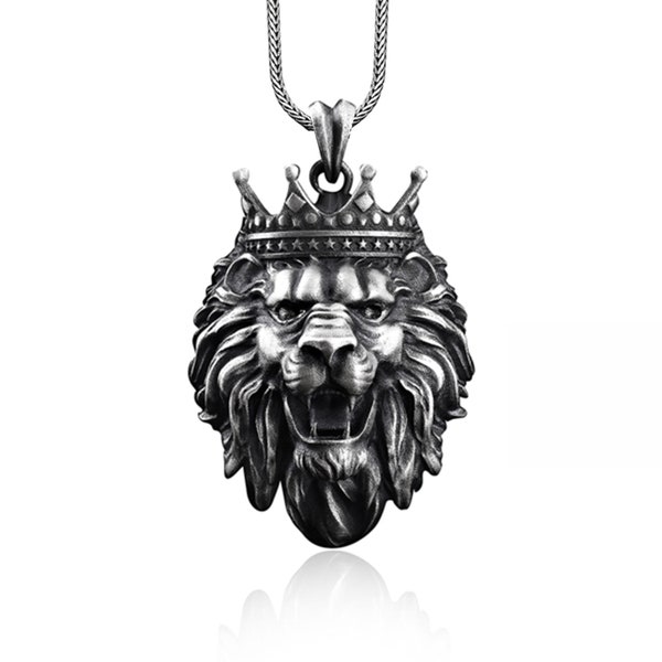 Handmade Lion King Necklace For Men in Sterling Sİlver, Leo Zodiac Man Pendant, Jewelry For Men, Necklace For Mens, Personalized Leo Gift