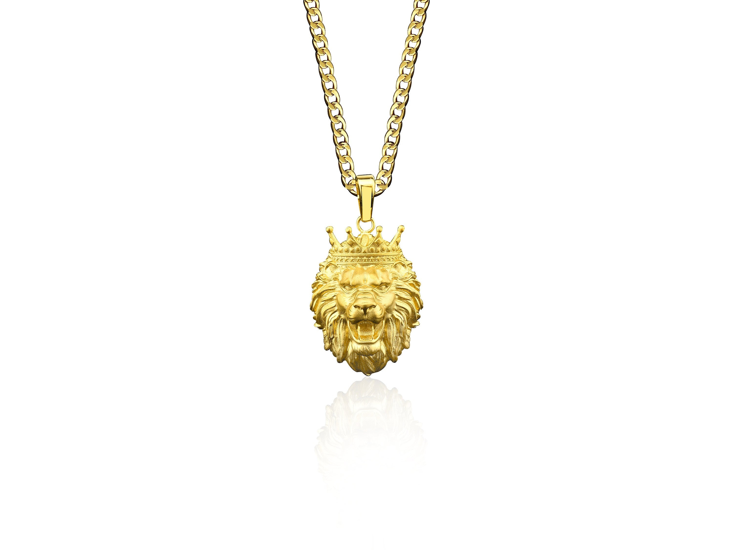 Solid Gold Lion King Men Pendant Lion 