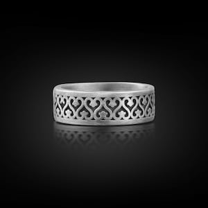 Anillo de alianza para hombres de estilo vintage, anillo de compromiso para hombres de estilo antiguo en plata oxidada, anillo de promesa para él, regalo de aniversario de esposo